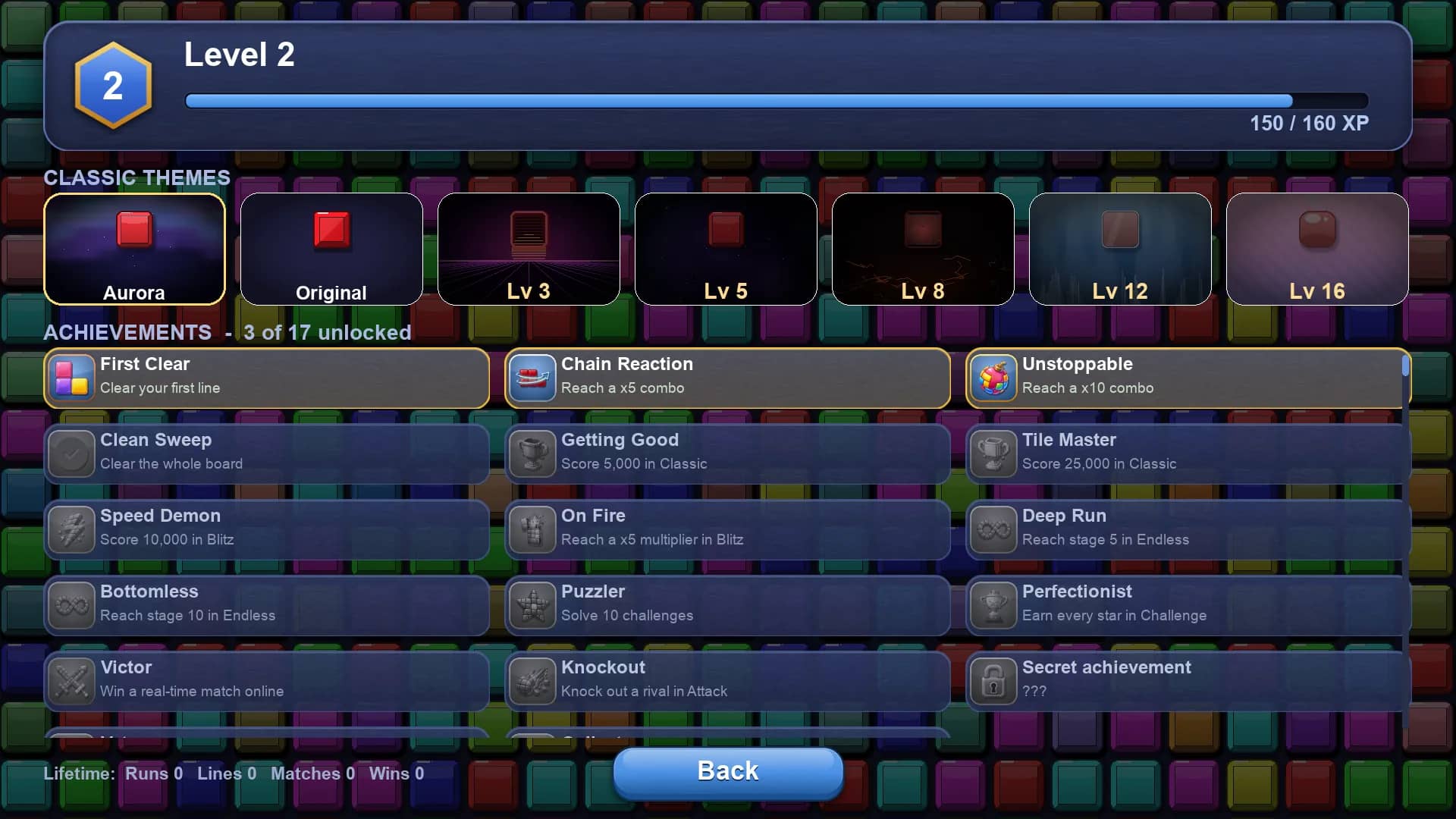 Level progress and classic themes